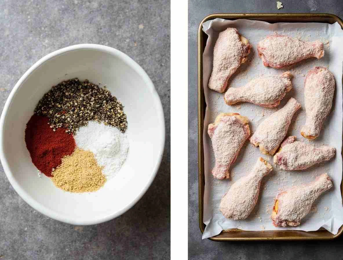 Step-by-step guide to cooking air fryer chicken wings, showing wings in the air fryer basket, flipping halfway, and tossing in sauce