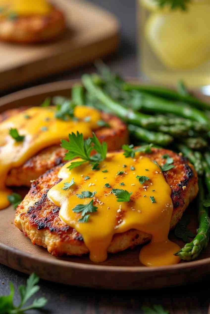 Step-by-step assembly of Alice Springs Chicken: seasoned chicken breasts topped with bacon, mushrooms, and shredded cheddar cheese in a baking dish.