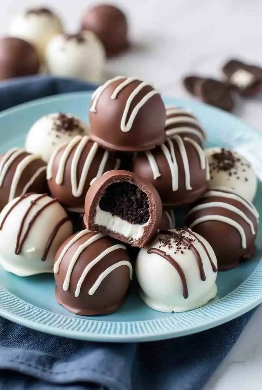 Bite-sized Oreo Balls covered in colorful sprinkles, ready to be devoured.