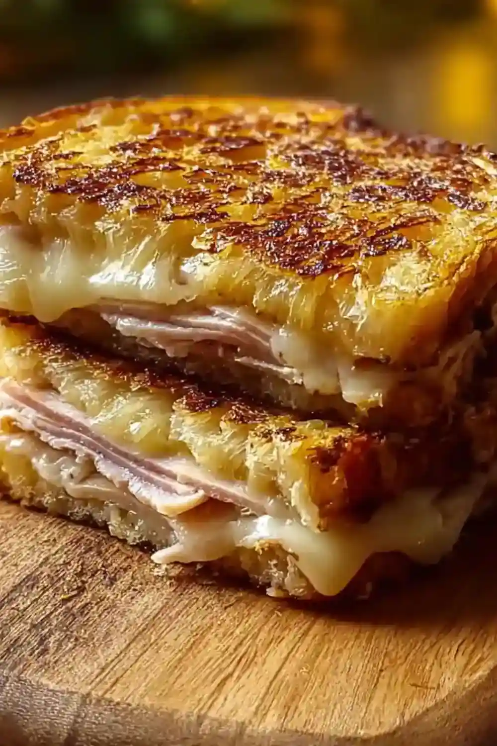 Hash Brown Hawaiian Toastie Hash browns cooking in skillet